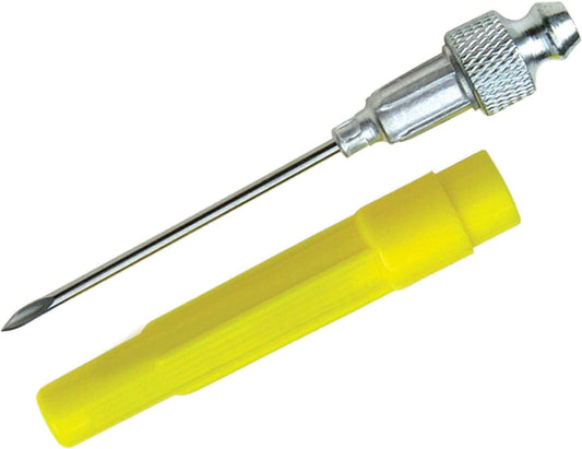 LUMAX LX-1416 Silver 18G 1-1/2" Long Stainless Steel Grease Injector Needle with Cap. Ideal for Lubricating in Very Tight Places like Sealed Bearings and Universal Joints.