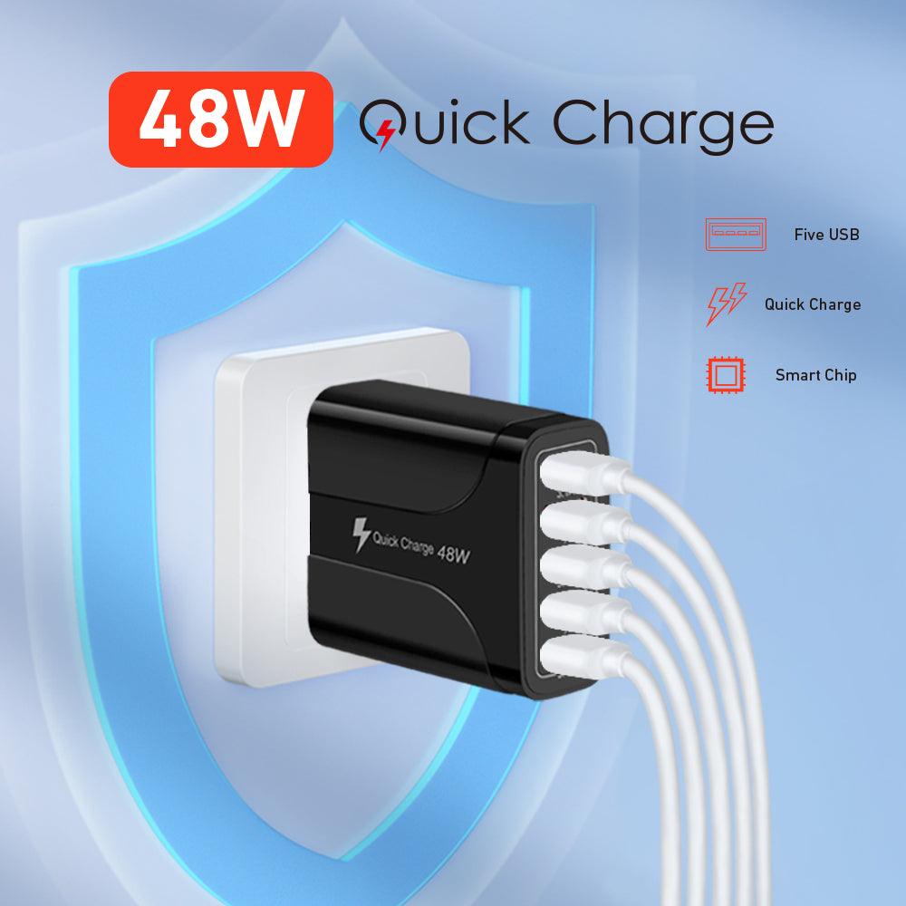 2 Pack PBG 5 Port Wall Charger Charge 5 Devices at Once!