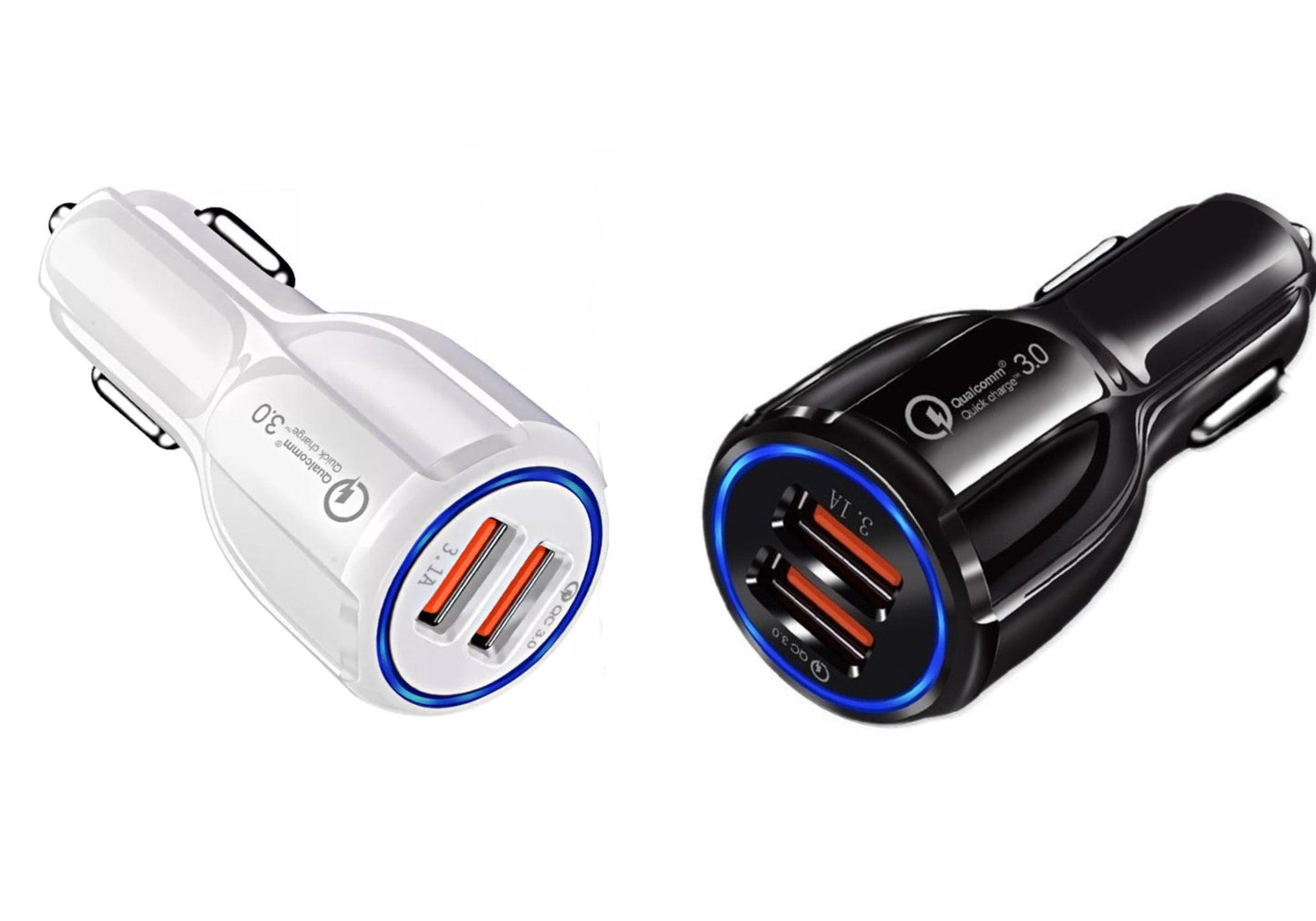 2 Pack 2 Port USB Fast Car Charger Adapter For Devices White