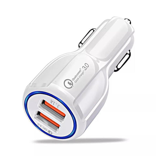 2 Pack 2 Port USB Fast Car Charger Adapter For Devices White