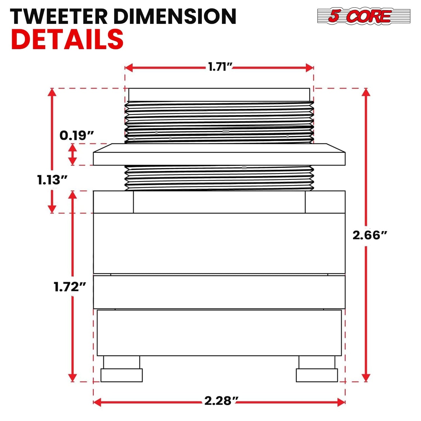 5Core 3.5 Inch Tweeters 60W Max 30W RMS 25.4mm Voice Coil Super