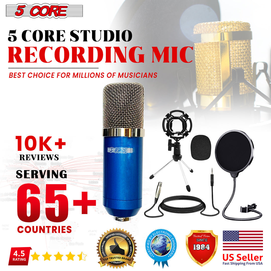 5Core Recording Microphone Podcast Bundle Professional Condenser