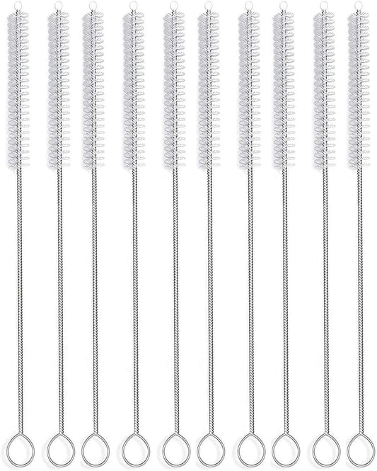 Long Straw Brush, Nylon Pipe Tube Cleaner 10-Ihch X 2/5-Inch Set of 10