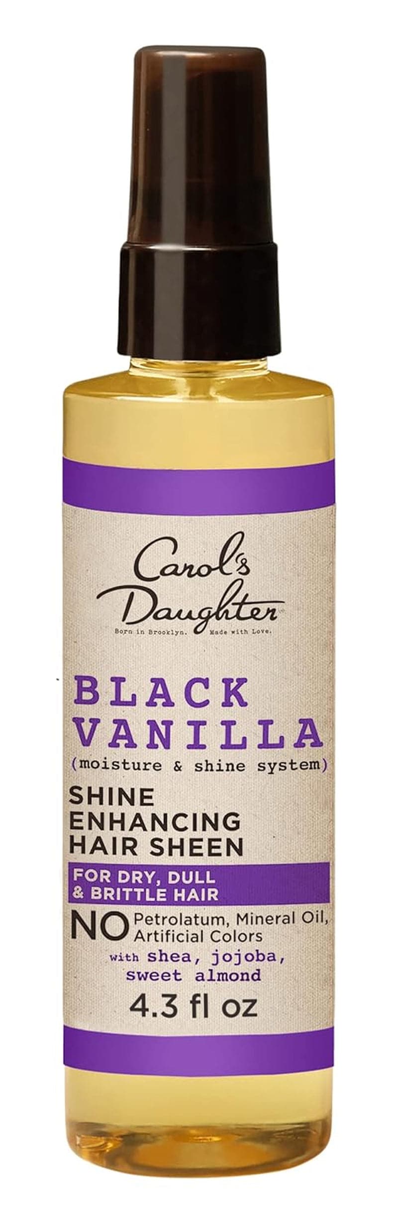 Carol'S Daughter Black Vanilla Hair Sheen for Curly, Wavy or Natural Hair, Hair Shine Spray and Moisturizer for Dry, Dull or Brittle Hair, 4.3Fl Oz