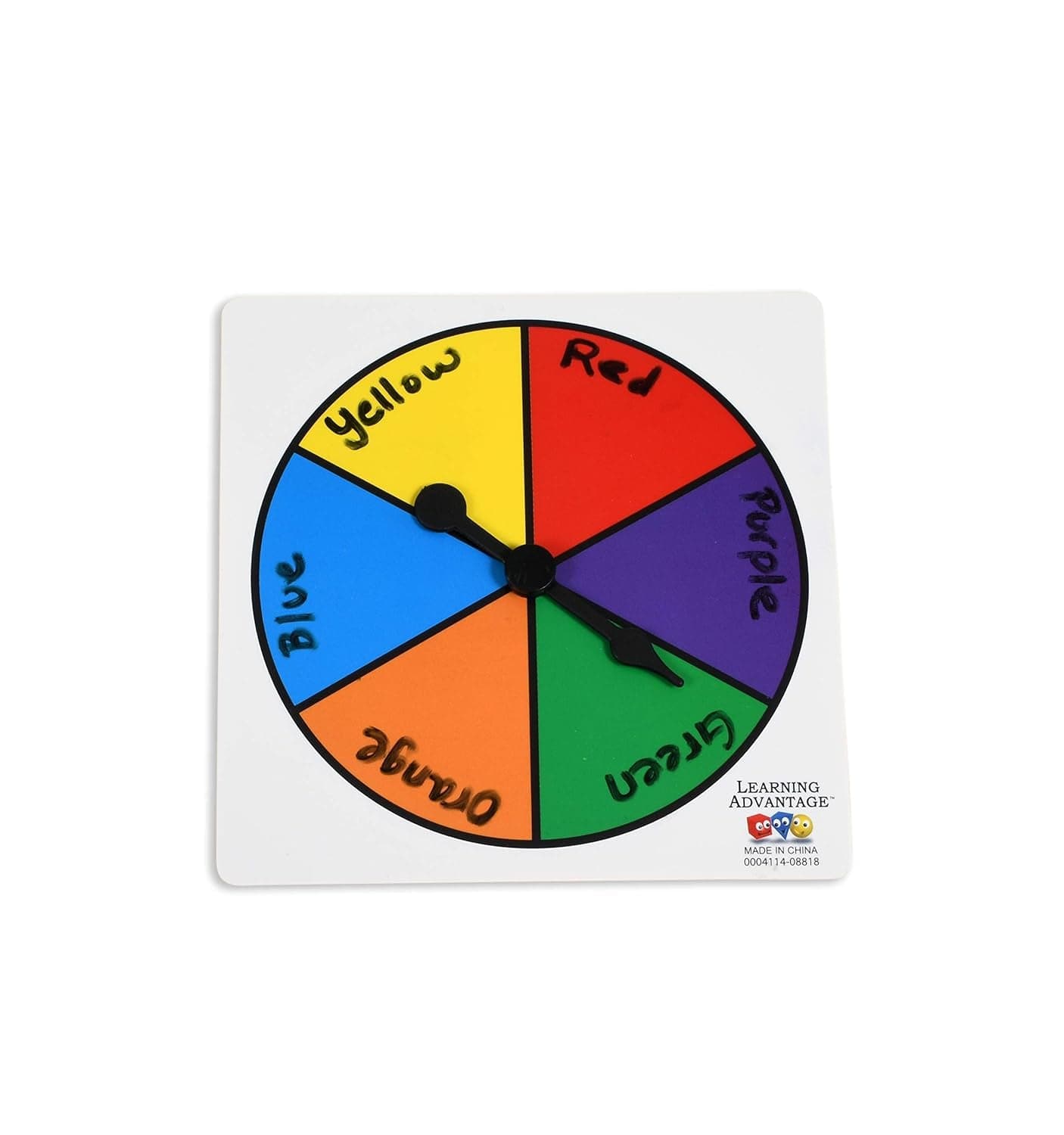 LEARNING ADVANTAGE Six-Color Spinners - Set of 5 - Game Spinner – Write On/Wipe off Surface for Multiple Uses