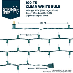 Joiedomi Clear Christmas Lights Outdoor, 100 Count 21.5FT Christmas Tree Lights Indoor, Warm White String Lights, Green Wire Xmas Lights Decorations for Holiday Event Wedding Party Decor