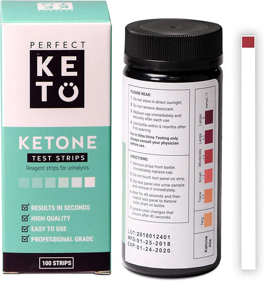 Perfect Keto Test Strips - Best for Testing Ketones in Urine on Low Carb Ketogenic Diet, Ketosis Home Urinalysis Tester Kit, 100 CT