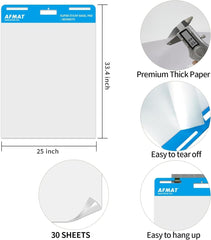 AFMAT Sticky Easel Pads, 6 Pads, Chart Paper for Teachers, Large Self Stick Flip Chart Paper, 25 X 30 Inches, 30 Sheets/Pad, Flip Chart Paper with Sticky Back - Camel Supplies