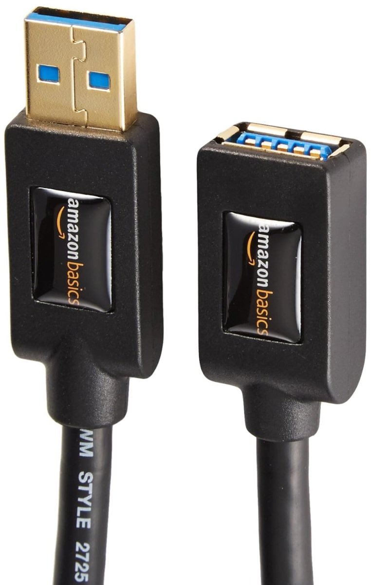 Amazon Basics 2 - Pack USB - A 3.0 Extension Cable, 4.8Gbps High - Speed, Male to Female Gold - Plated Connectors, 6 Foot, Black - Camel Supplies