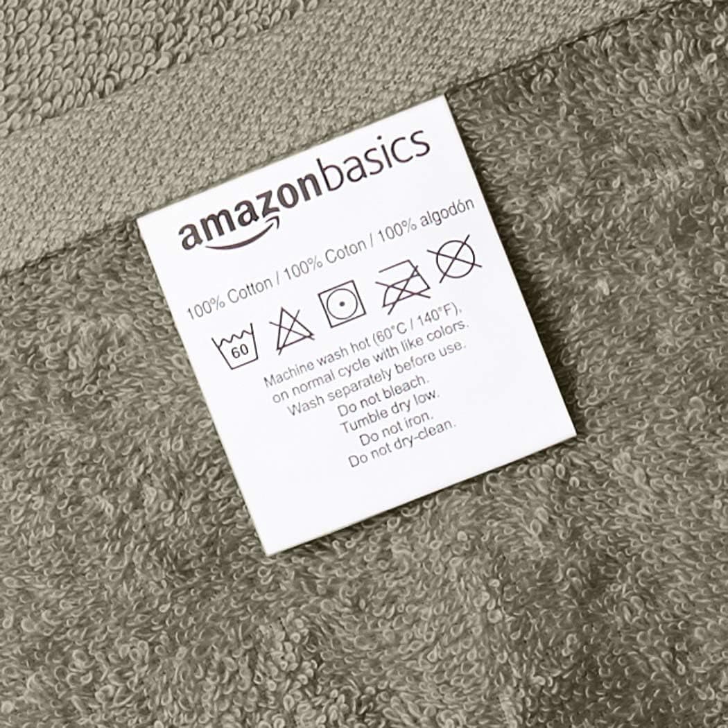 Amazon Basics Absorbent Cotton Gym Hand Towels, Quick Dry, 24 - Pack, Gray, 14" X 8" - Camel Supplies