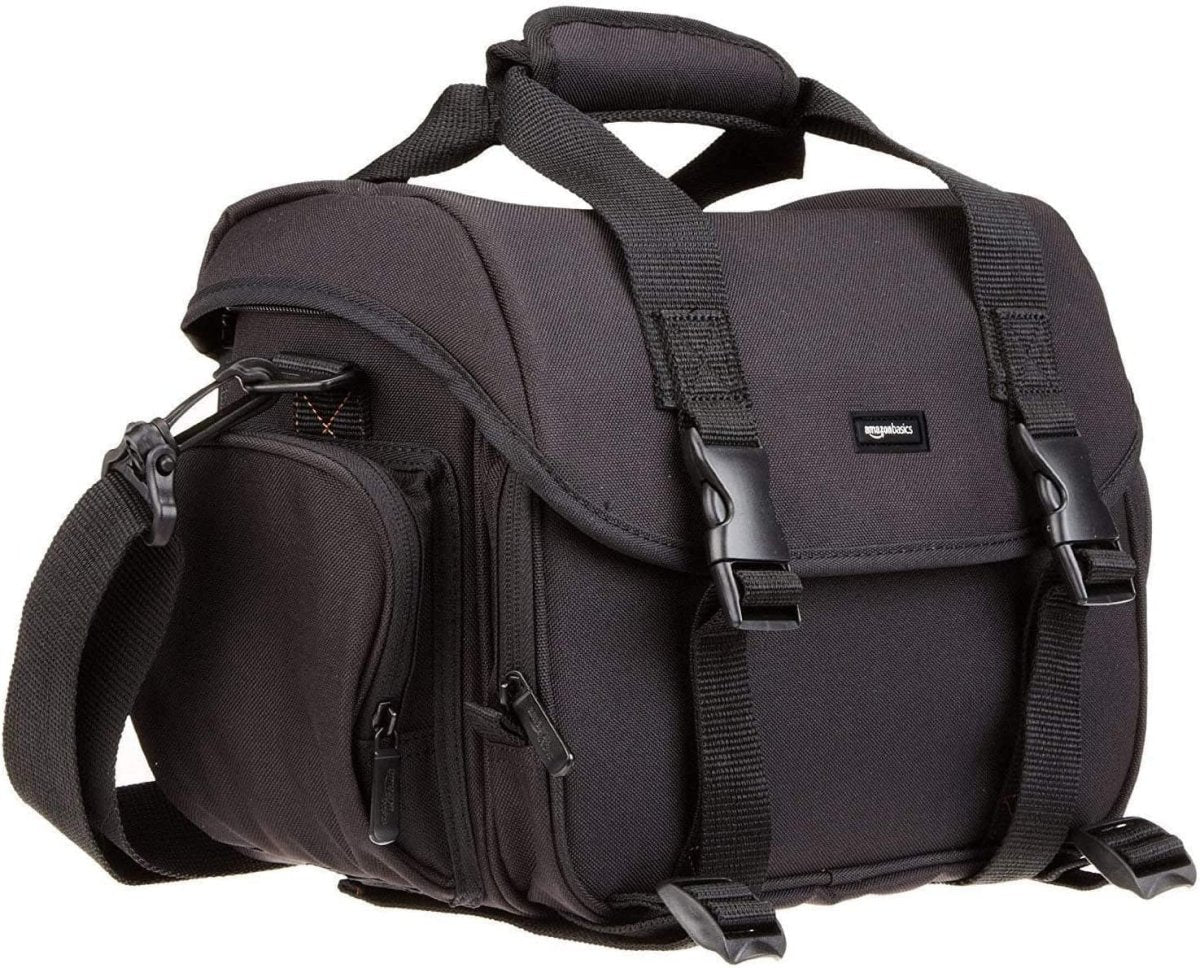 Amazon Basics Large DSLR Gadget Bag, Black with Grey Interior - Camel Supplies