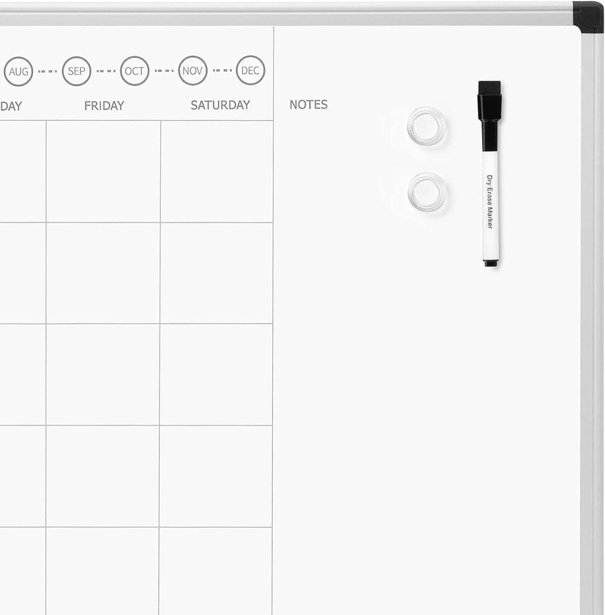 Amazon Basics Monthly Calendar Whiteboard Dry Erase and Cork Board, Silver Aluminium Frame, 24 X 36 Inches, White - Camel Supplies