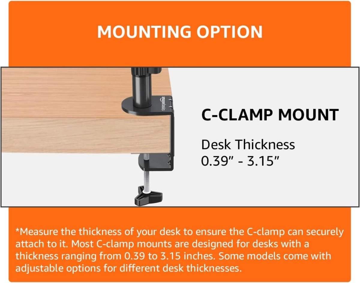 Amazon Basics Single Computer Monitor Stand Height Adjustable Desk Arm Mount, Steel, Black - Camel Supplies