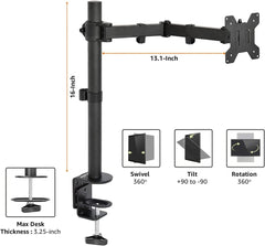 Amazon Basics Single Computer Monitor Stand Height Adjustable Desk Arm Mount, Steel, Black - Camel Supplies