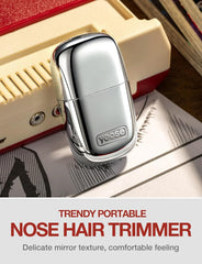 Nose Hair Trimmer, Portable Nose Trimmer, IPX7 Waterproof, Rechargeable, Travel Size, Painless Trimming, USB-C Charging Nose Trimmer for Men and Women, Detachable Head, Dual Edge Blade, Silver