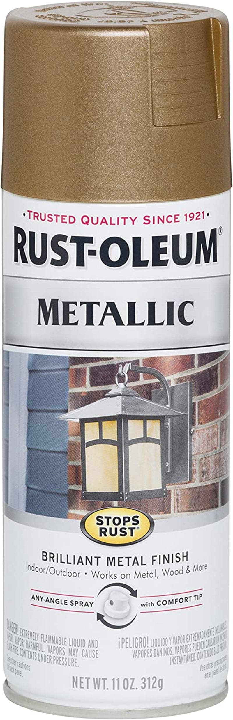 Rust-Oleum 7274830 Stops Rust Metallic Spray Paint, 11 Ounce, Antique Brass