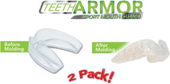 Professional Sport Mouth Guards- 2 Pack - No BPA - Safe Clear Color - No Color Additive - Athletic Teeth Mouth Guards - Fit Any Mouth Size - Custom Fit - Free Carrying Case Included