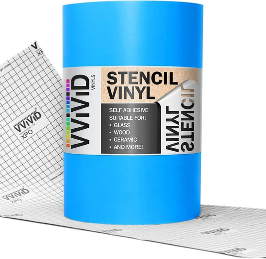 Vvivid Blue Stencil Vinyl Masking Film with Anti-Bleed Technology (12" X 6Ft)