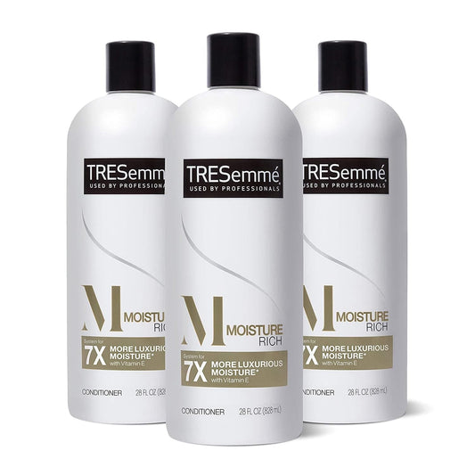 Tresemmé Conditioner Moisture Rich 3 Count for Dry Hair Professional Quality Salon-Healthy Look and Shine Moisture Rich Formulated with Vitamin E and Biotin 28 Oz