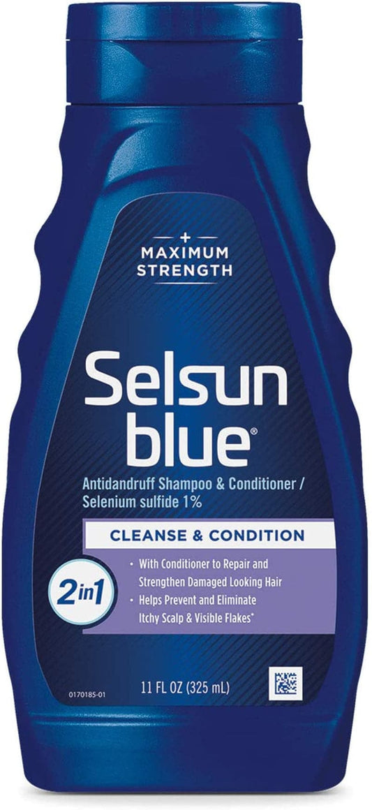 Selsun Blue 2-In-1 Anti-Dandruff Shampoo & Conditioner, 11 Fl. Oz., Maximum Strength 2-In-1 Treatment, Selenium Sulfide 1%