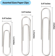 Paper Clips, 700 Pcs Paper Clips Assorted Sizes, Large, Medium, Small #1 Metal Paperclips, 2 Inch Jumbo/Mini Silver Paper Clip for Paperwork, Home, School and Office Supplies