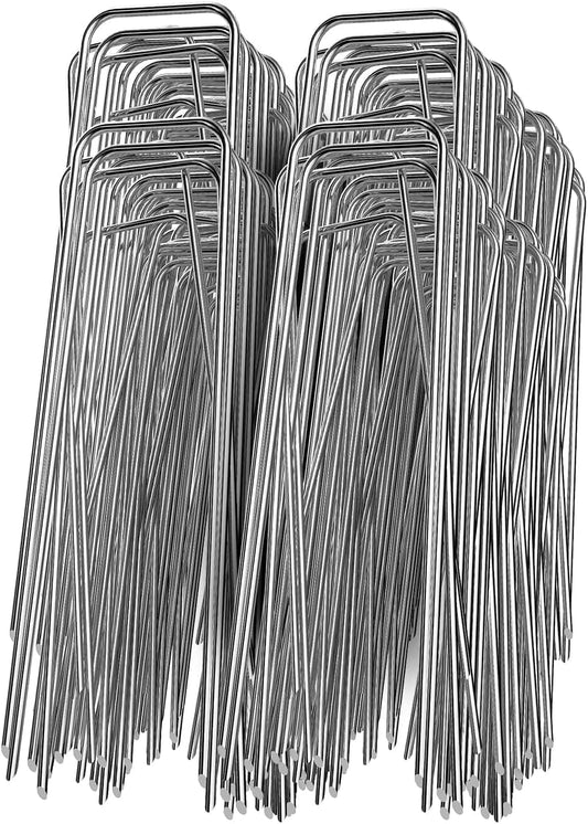 GROWNEER 50 Packs 6 Inches Heavy Duty 12 Gauge Galvanized Steel Garden Stakes Staples Securing Pegs for Securing Weed Fabric Landscape Fabric Netting Ground Sheets and Fleece