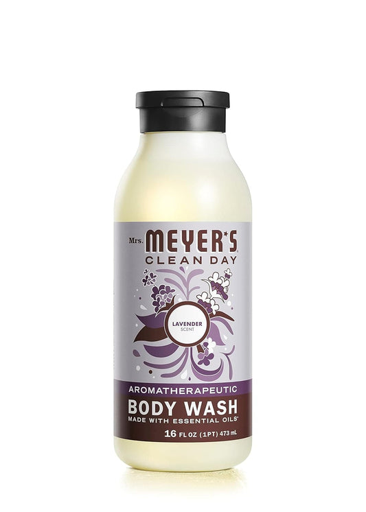 MRS. MEYER'S CLEAN DAY Moisturizing Body Wash for Women and Men, Biodegradable Shower Gel Formula Made with Essential Oils, Lavender, 16 Oz