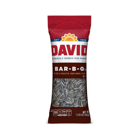 DAVID Roasted and Salted Bar-B-Q Sunflower Seeds, 1.625 Oz, 12 Pack