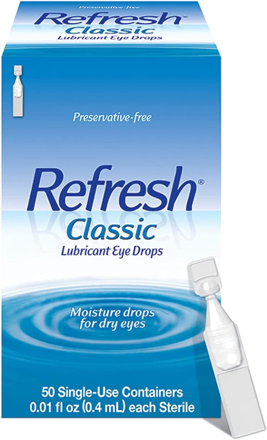 Refresh Classic Lubricant Eye Drops, Preservative-Free,0.01 Fl Oz Single-Use Containers, 50 Count (Pack of 1), Packaging May Vary