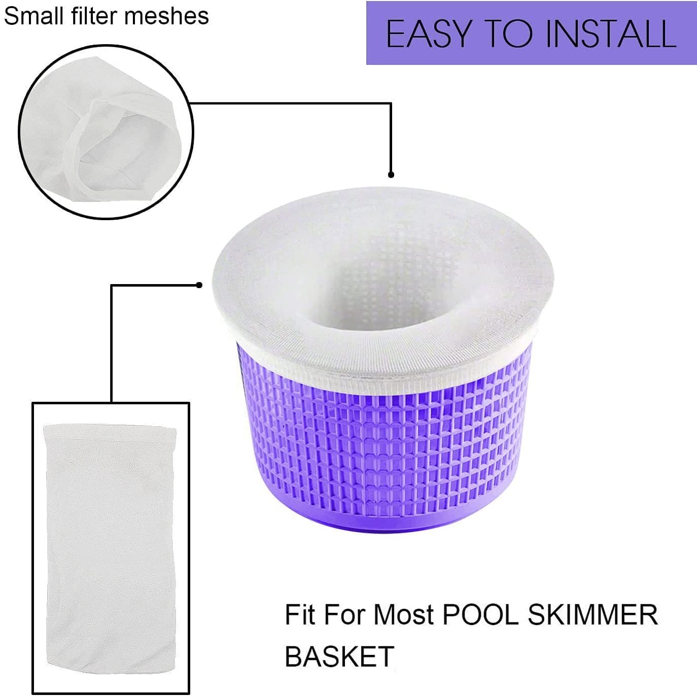 Coopache 30-Pack of Pool Skimmer Socks - Filters Baskets, Skimmers Cleans Debris and Leaves for In-Ground and above Ground Pools