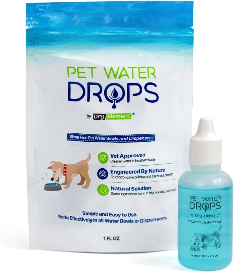 Pet Water Drops - Dog and Cat Water Additive for Dental and Oral Care - Prevents Pets Water Bowl and Dispenser Fountain Slime - for Fresh Breath and Cleaner, Healthy Teeth