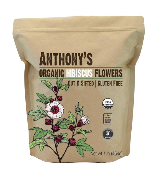 Anthony'S Organic Hibiscus Flowers, 1 Lb, Cut & Sifted, Gluten Free, Non GMO, Non Irradiated, Keto Friendly