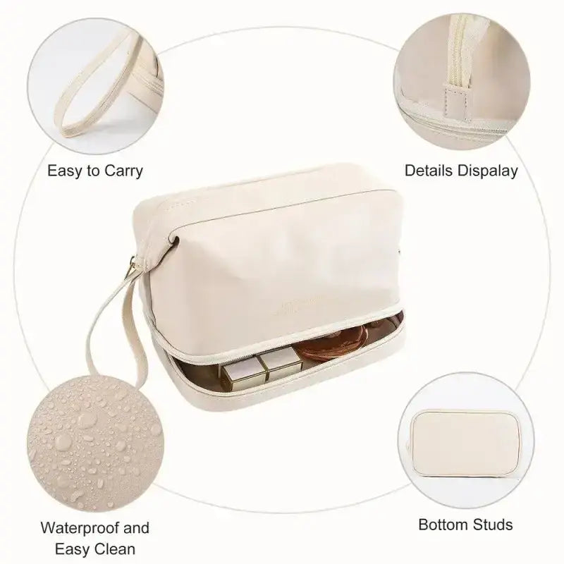 Large Waterproof Leather Makeup Bag