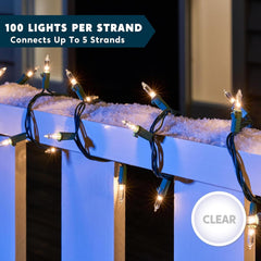 Joiedomi Clear Christmas Lights Outdoor, 100 Count 21.5FT Christmas Tree Lights Indoor, Warm White String Lights, Green Wire Xmas Lights Decorations for Holiday Event Wedding Party Decor