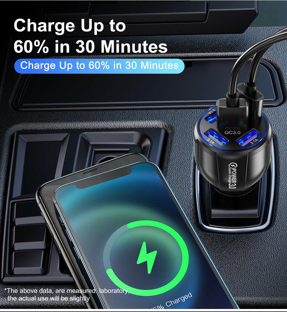 2 Pack PBG 5 Port USB Fast Car Charger with LED Display Charge 5