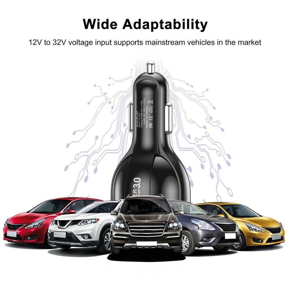 2 Pack 5 Port USB Fast Car Charger with LED Display Charge 5 Devices