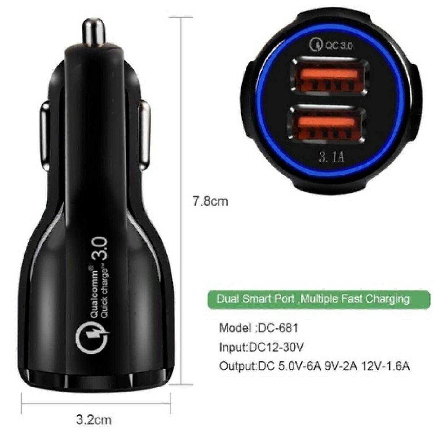 2 Pack PBG 2 Port USB Fast Car Charger Adapter For Devices