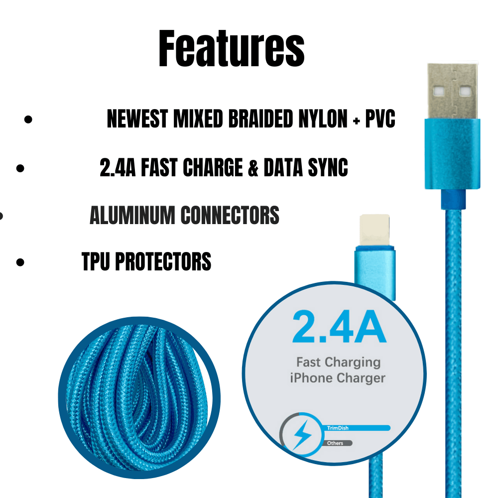 PBG 10FT XL Type-C Charger Cable - Nylon Woven Zebra Pattern 2 Pack